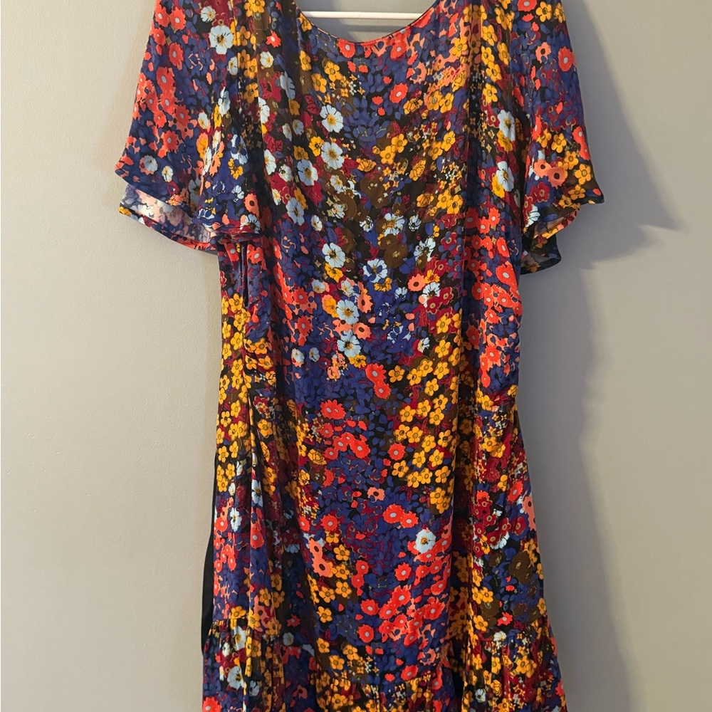 Anthropologie Blue Floral Mini Dress
